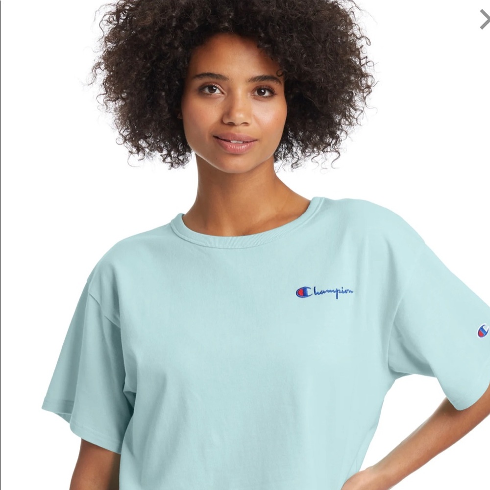 CHAMPION Heritage Womens Sky Blue Crop Tee